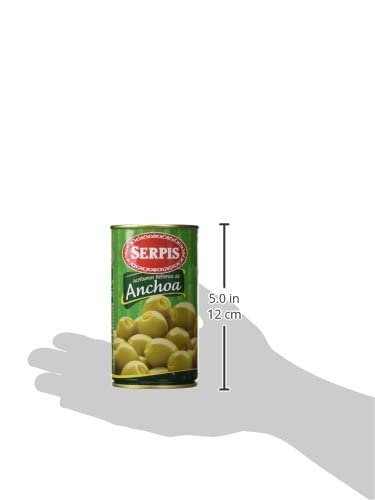 SERPIS Stuffed Olives with Anchovies - 350g Jar | Premium Spanish Olives for Charcuterie Boards, Tapas & Gourmet Snacking