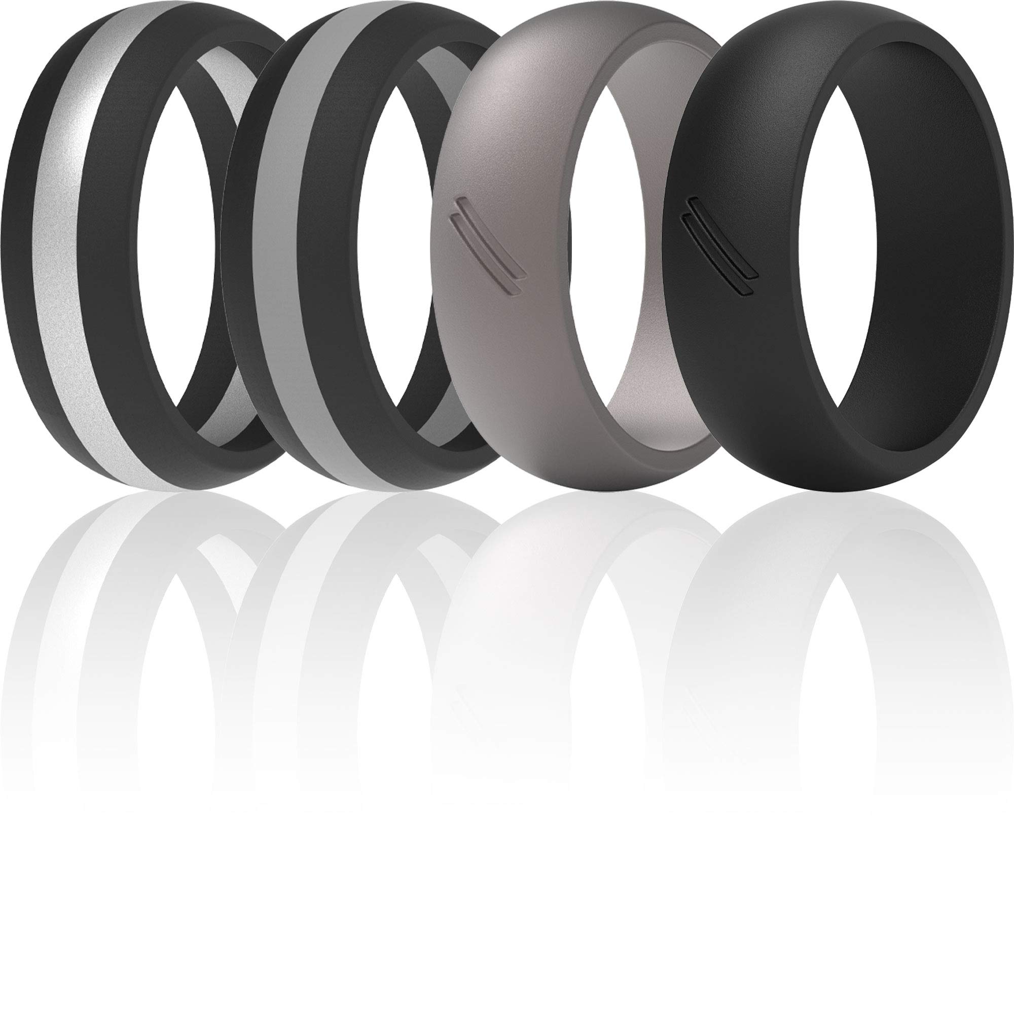 ThunderFit Silicone Wedding Rings for Men - 4 Pack Rubber Engagement Bands, 8.7mm Wide & 2.5mm Thick, Comfortable & Durable - Perfect for Gym, Sports, Travel & Outdoor Activities