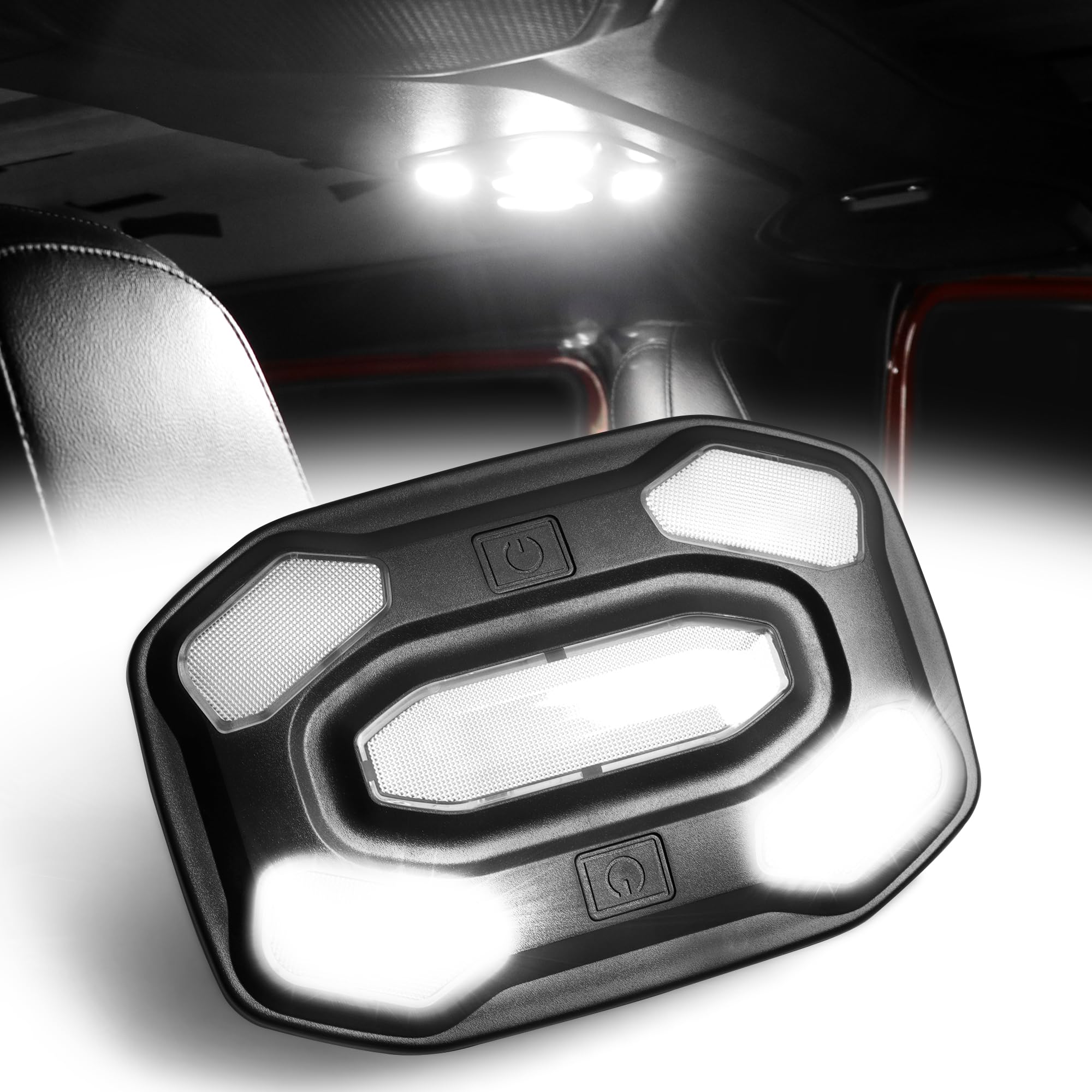 Jeep Wrangler JL & Gladiator JT LED Dome Light (2018-2023) - Interior Cabin Light Replacement with Push Button Switch for Front/Rear Seats | Perfect for Night Driving, Camping & Off-Road Adventures