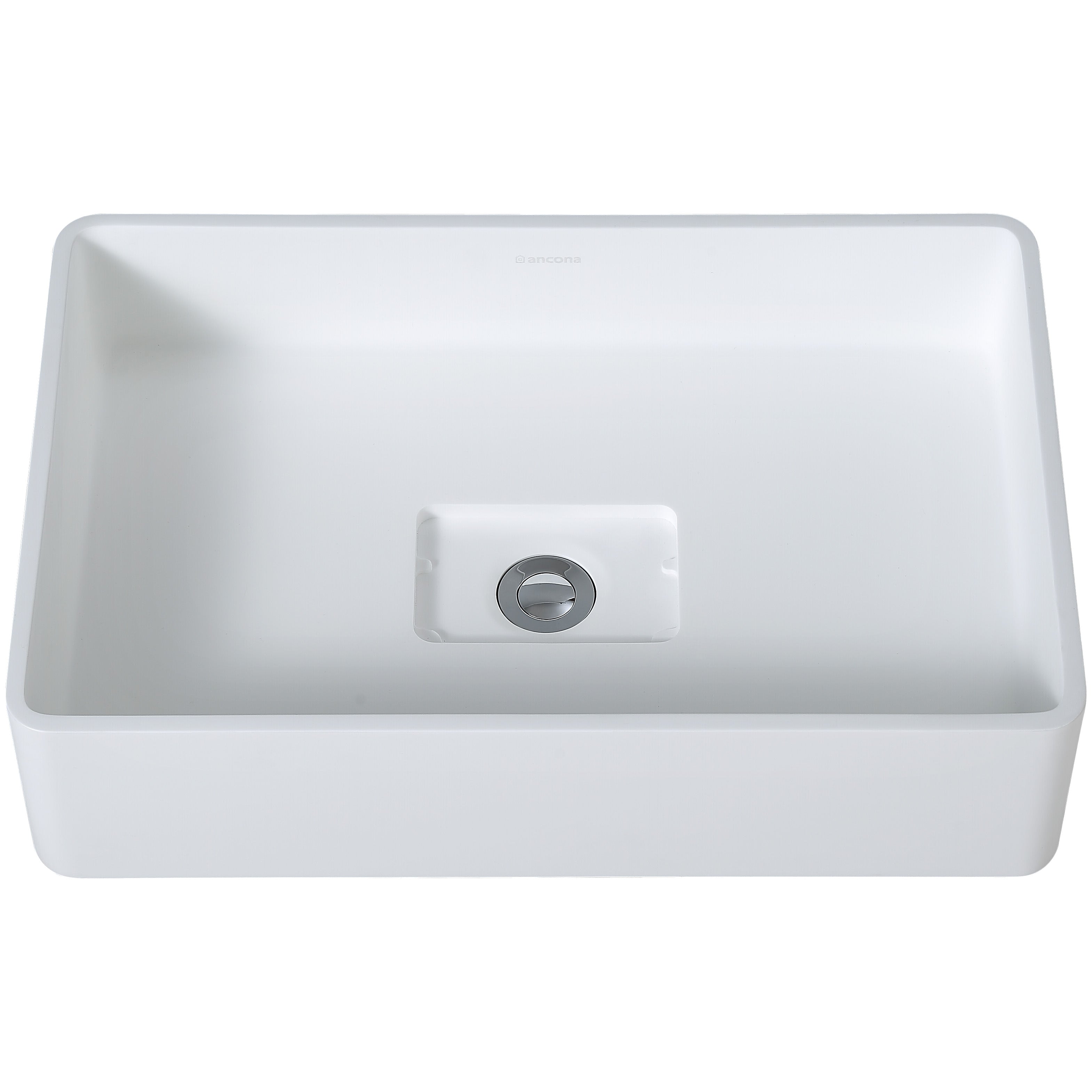 Ancona Holbrook White Pure Stone Rectangular Vessel Sink - Modern Bathroom Vanity Top for Powder Room, Master Bath & Spa Retreat