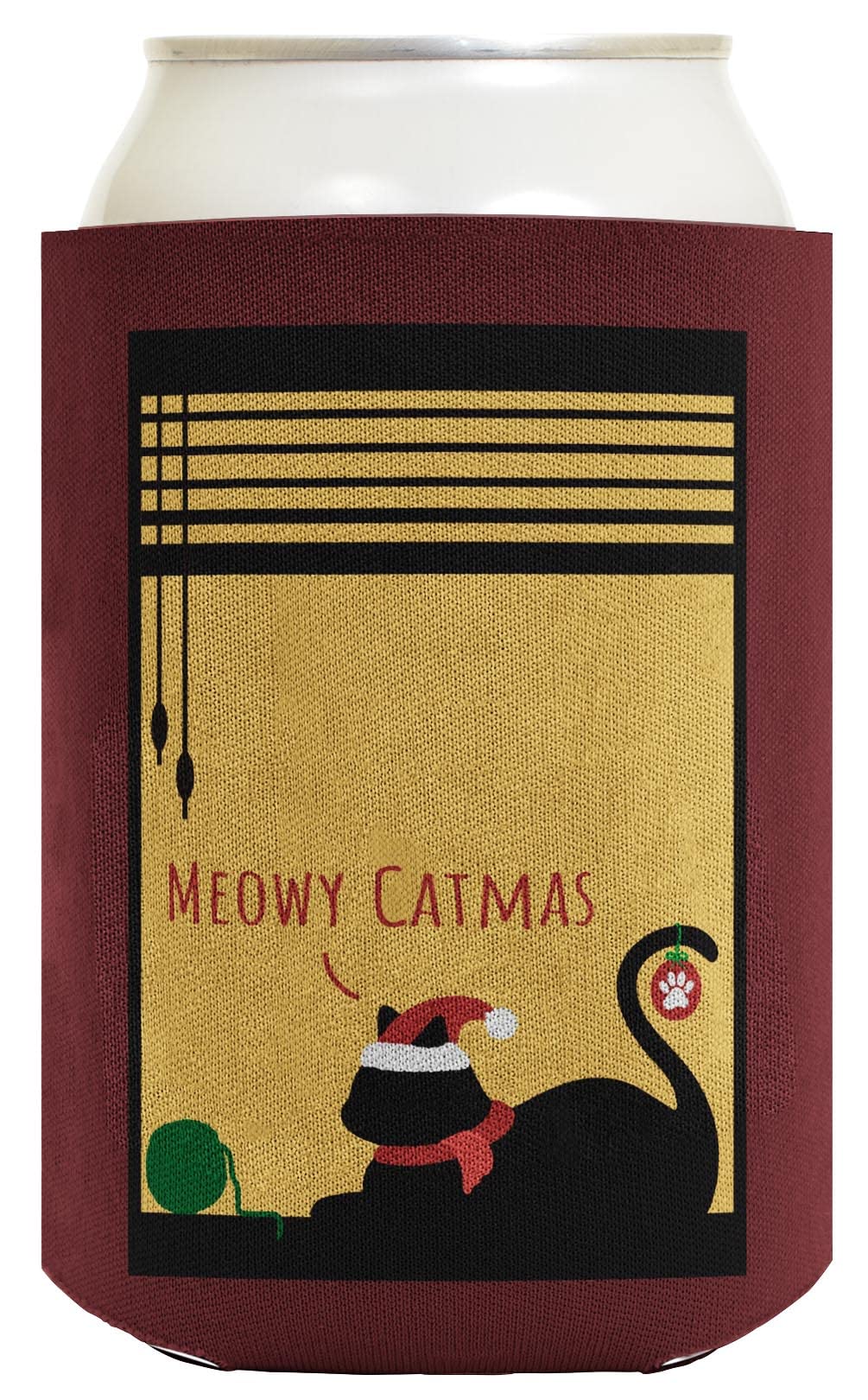 Meowy Catmas Christmas Cat Party Decorations - 96-Pack Can Coolers & Coolies for Holiday Celebrations, Office Parties & Festive Gatherings