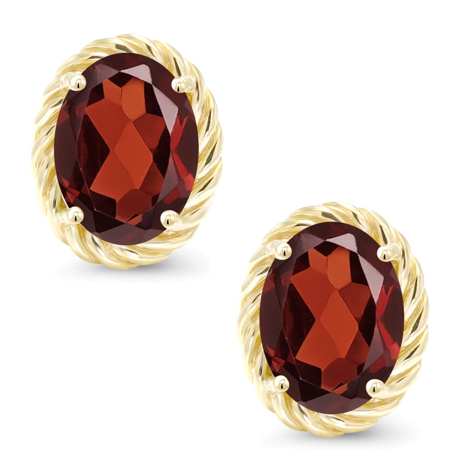14K Gold Oval Birthstone Earrings for Women & Men | Gemstone Jewelry Gift