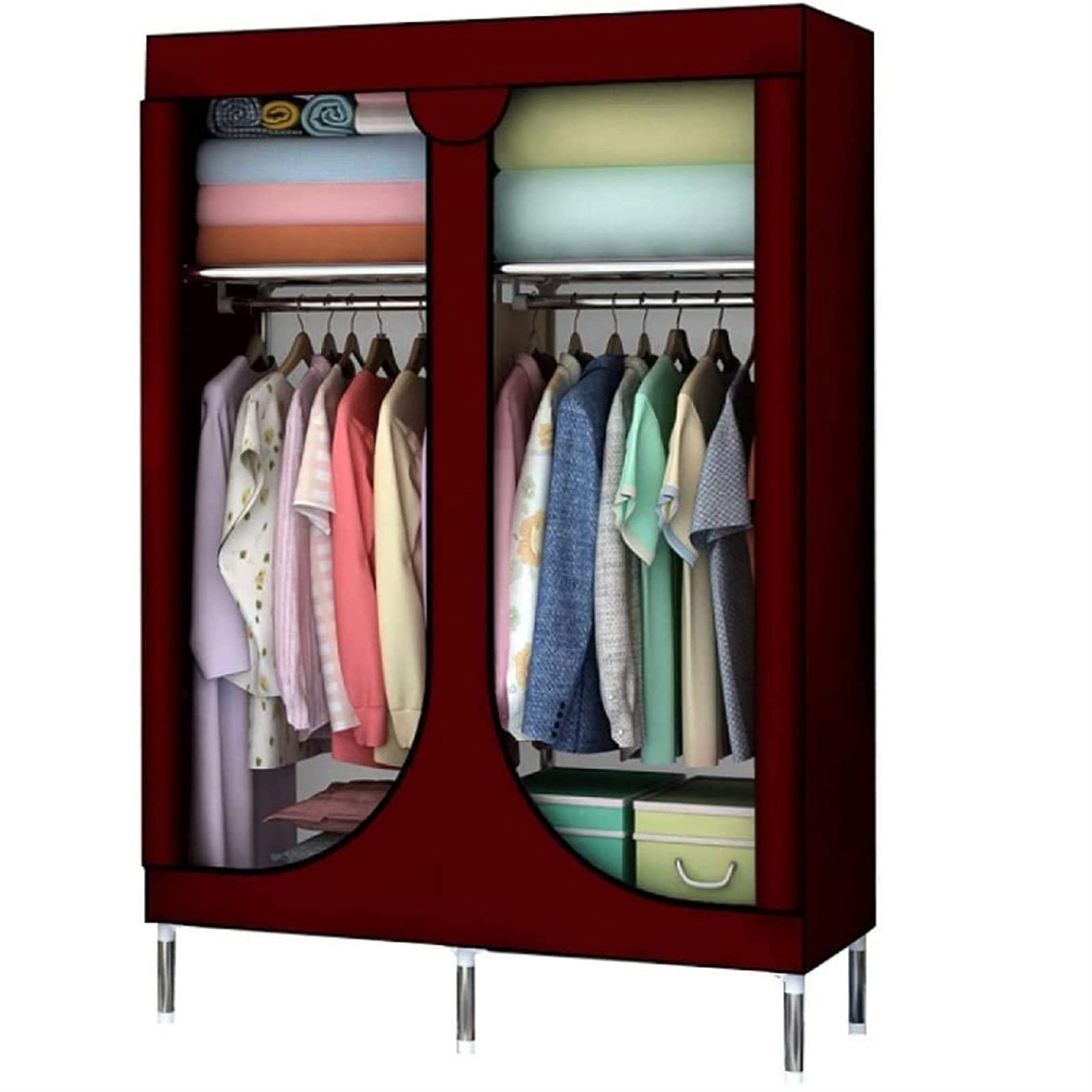 LICHUAN Portable Wardrobe Closet Organizer - Hanging Clothes Storage with Shelves & Rail - Foldable Temporary Wardrobe for Bedroom, Dorm, Apartment (Color: C) - Perfect for Small Spaces, Travel & Home Organization