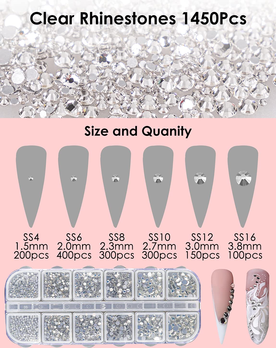 Tufusiur 5780Pcs Rhinestone Nail Art Kit - AB Crystal Clear Nail Gems, Acrylic Nail Decoration Foil Flakes for DIY Manicure, Halloween & Christmas Nail Supplies | Perfect for Nail Salon, Party, Bridal, and Holiday Gift Giving