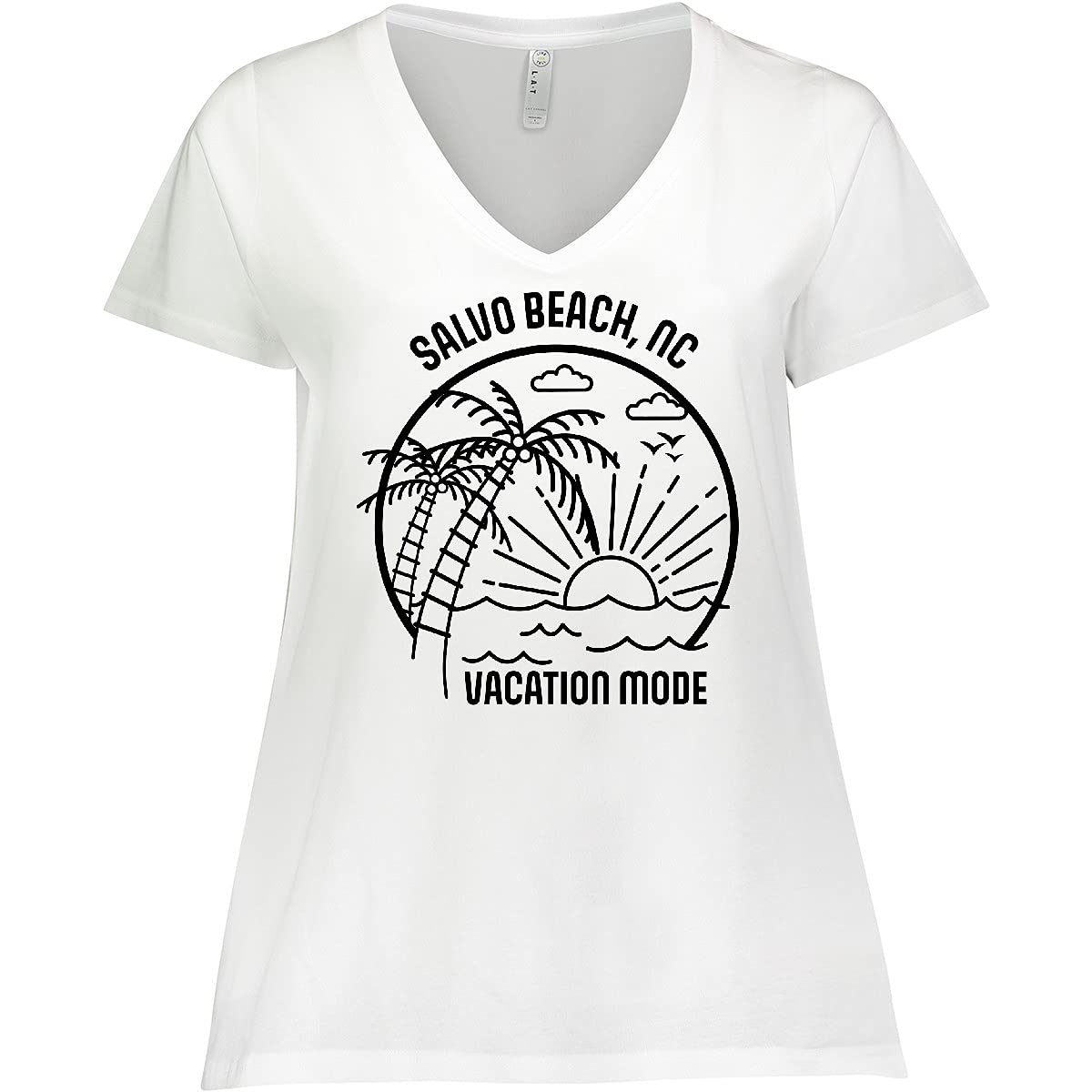 Inktastic Summer Vacation Mode Salvo Beach Women's Plus Size V-Neck T-Shirt - Casual Comfort Wear for Beach Outings & Summer Travel