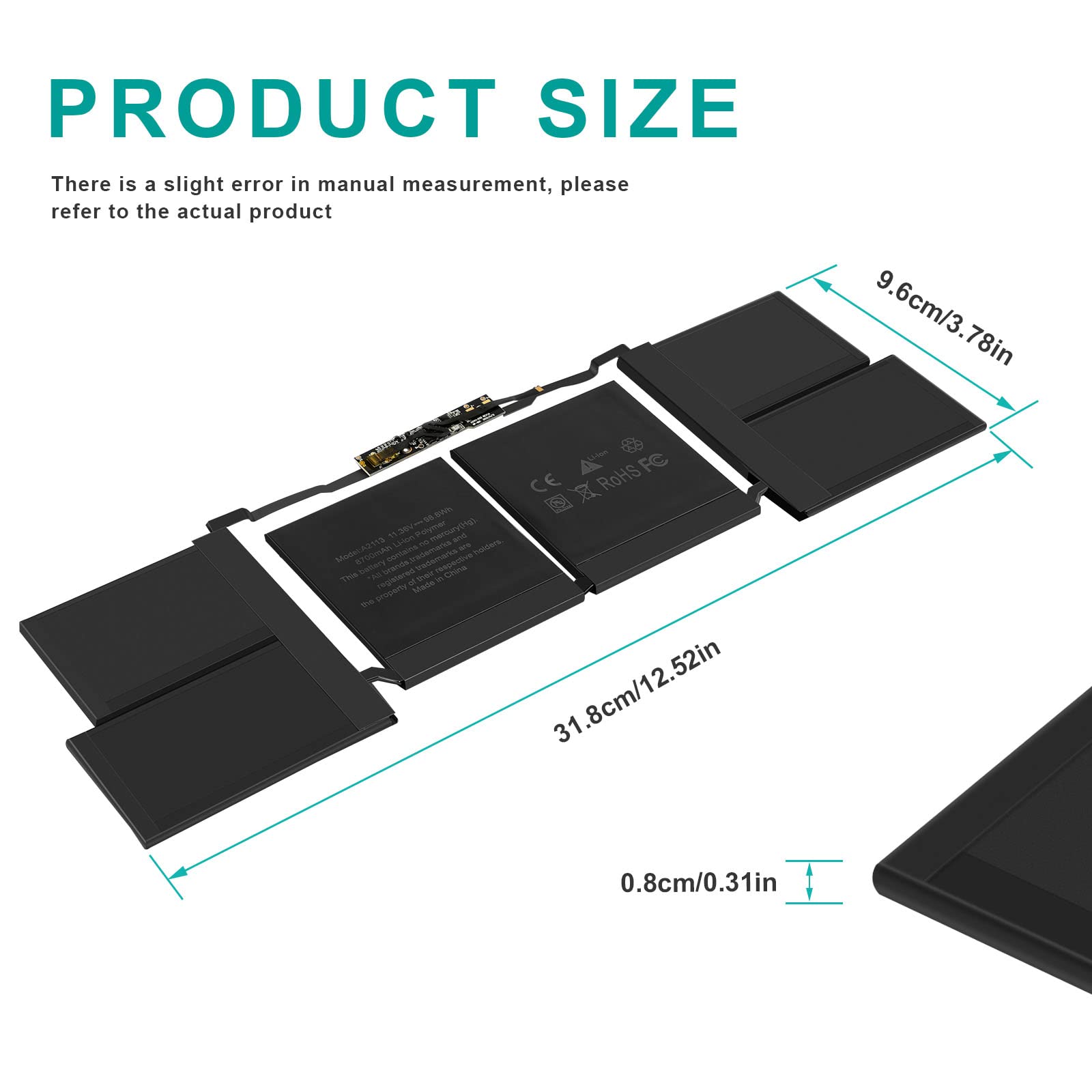 Premium A2113 A2141 Replacement Laptop Battery for MacBook Pro 16-inch (2019 Model) - Compatible with A2141, EMC 3347, MVVJ2xx/A, MVVK2xx/A, MVVL2xx/A, MVVM2xx/A - Perfect for Work, Travel & Long-Lasting Performance