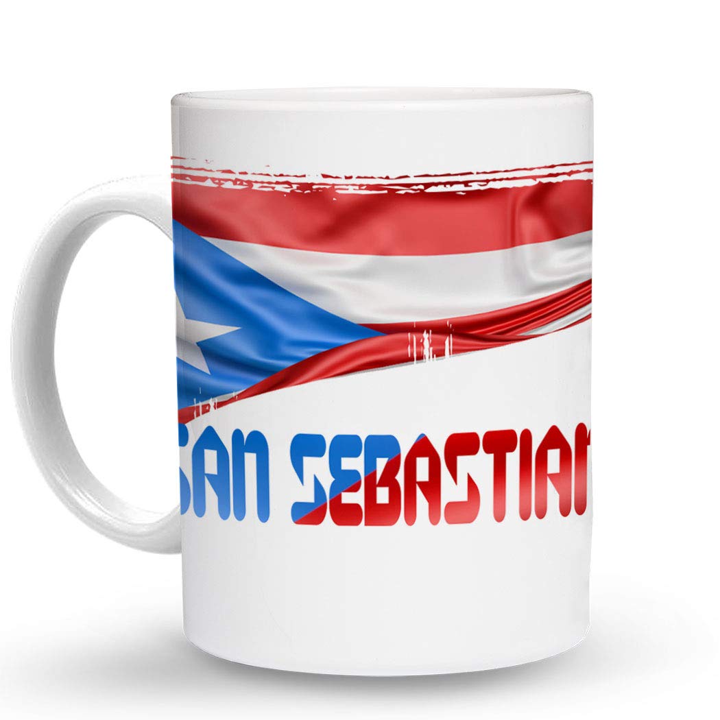 Makoroni - SAN SEBASTIAN Puerto Rico Flag 6 oz Ceramic Espresso Shot Mug, Handcrafted Coffee Cup with Unique Design#67 - Perfect for Home, Office & Gifts for Coffee Lovers