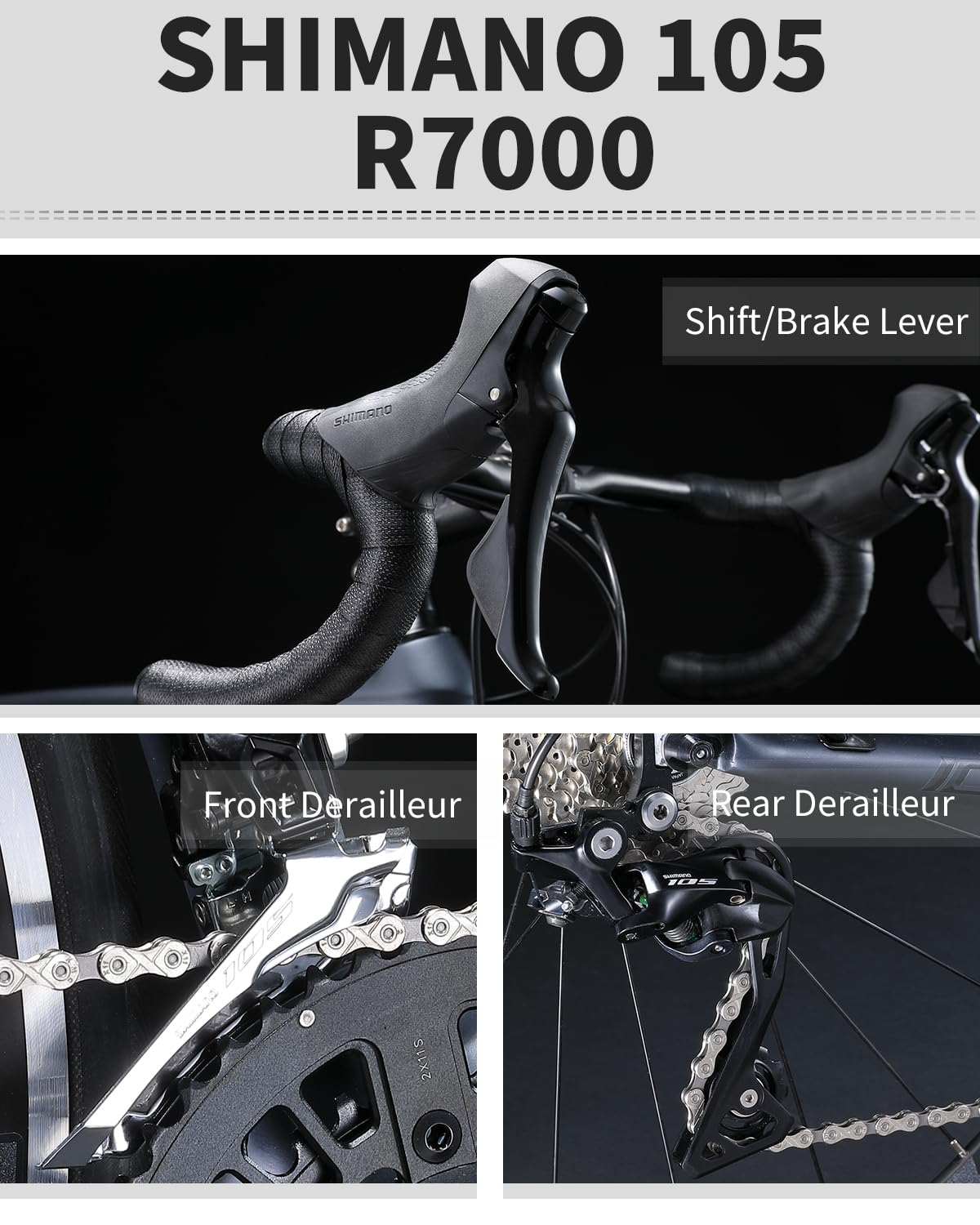 KOOTU 700C Carbon Road Bike - Shimano 105 R7000 22-Speed Groupset - Ultra-Light Commuter & Racing Bicycle for Men & Women - Perfect for Urban Commuting, Long-Distance Cycling & Road Racing