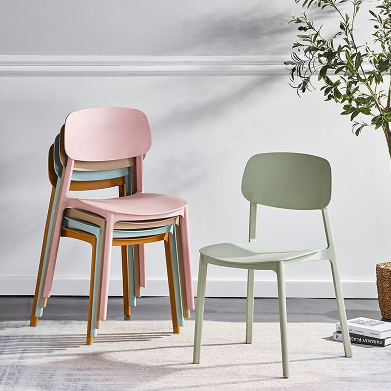 Modern Stackable Plastic Dining Chairs - Minimalist Armless Side Chairs for Home, Kitchen, Cafe & Milk Tea Shop (Set of 4, Peacock Blue) | Perfect for Small Spaces, Restaurants & Contemporary Dining Areas