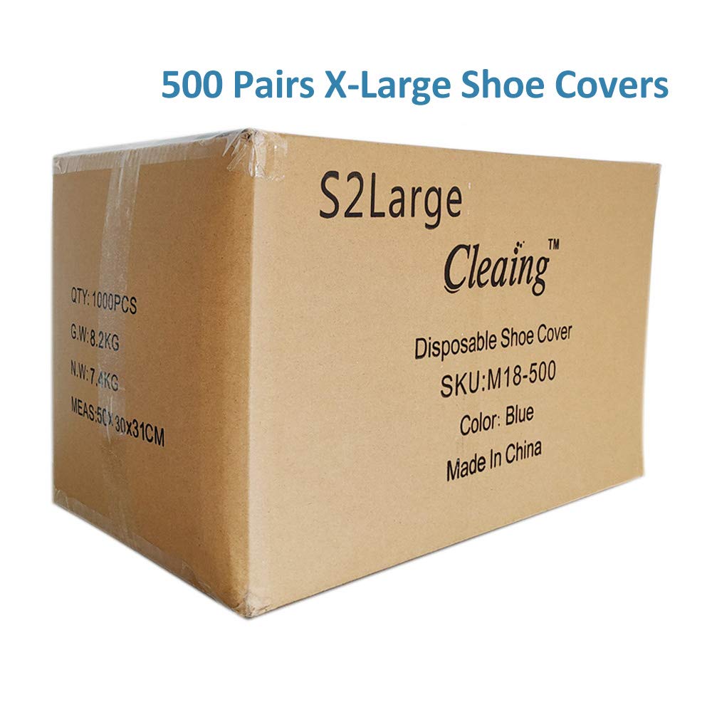 Disposable Shoe Covers X-Large 1000 Pack (500 Pairs) - Non-Slip, Fits Men's Size 14 & Boot Size 13 - Ideal for Hospitals, Construction Sites, Clean Rooms & Home Use