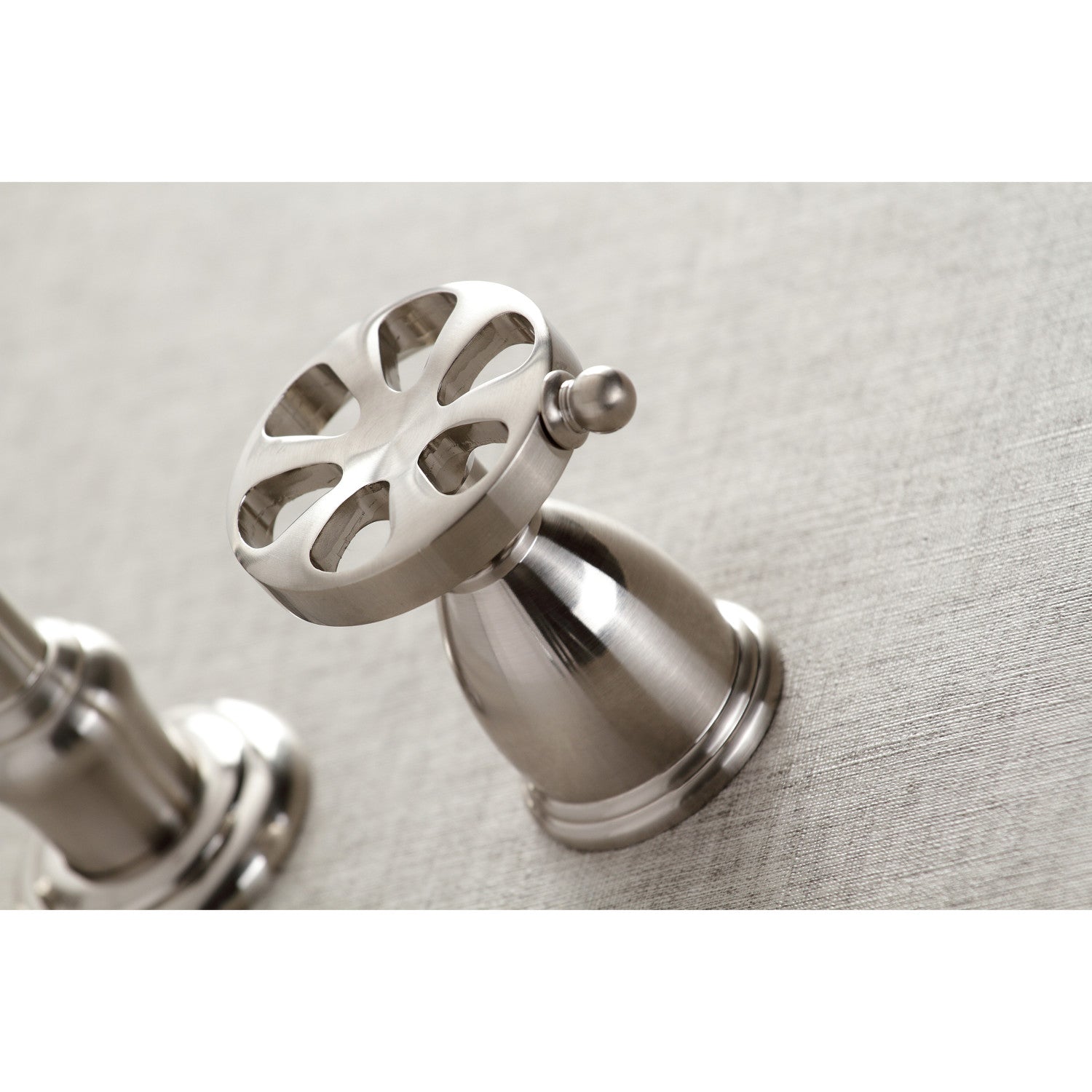 Belknap KS3128RX Brushed Nickel 3-Hole Double Handle Wall Mount Bathroom Faucet - Perfect for Modern Bathroom & Powder Room Renovations