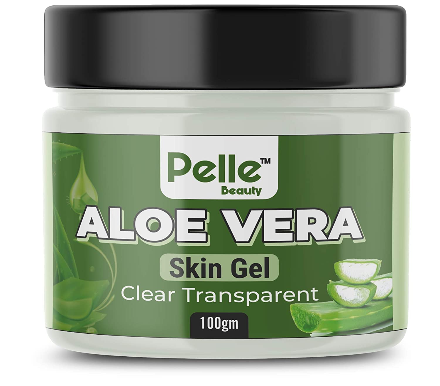 Pelle Beauty Aloe Vera Face Gel - 100% Natural Hydrating Moisturizer for Dry & Sensitive Skin (100g) | Perfect for Daily Skincare Routine, Sunburn Relief & After-Sun Care