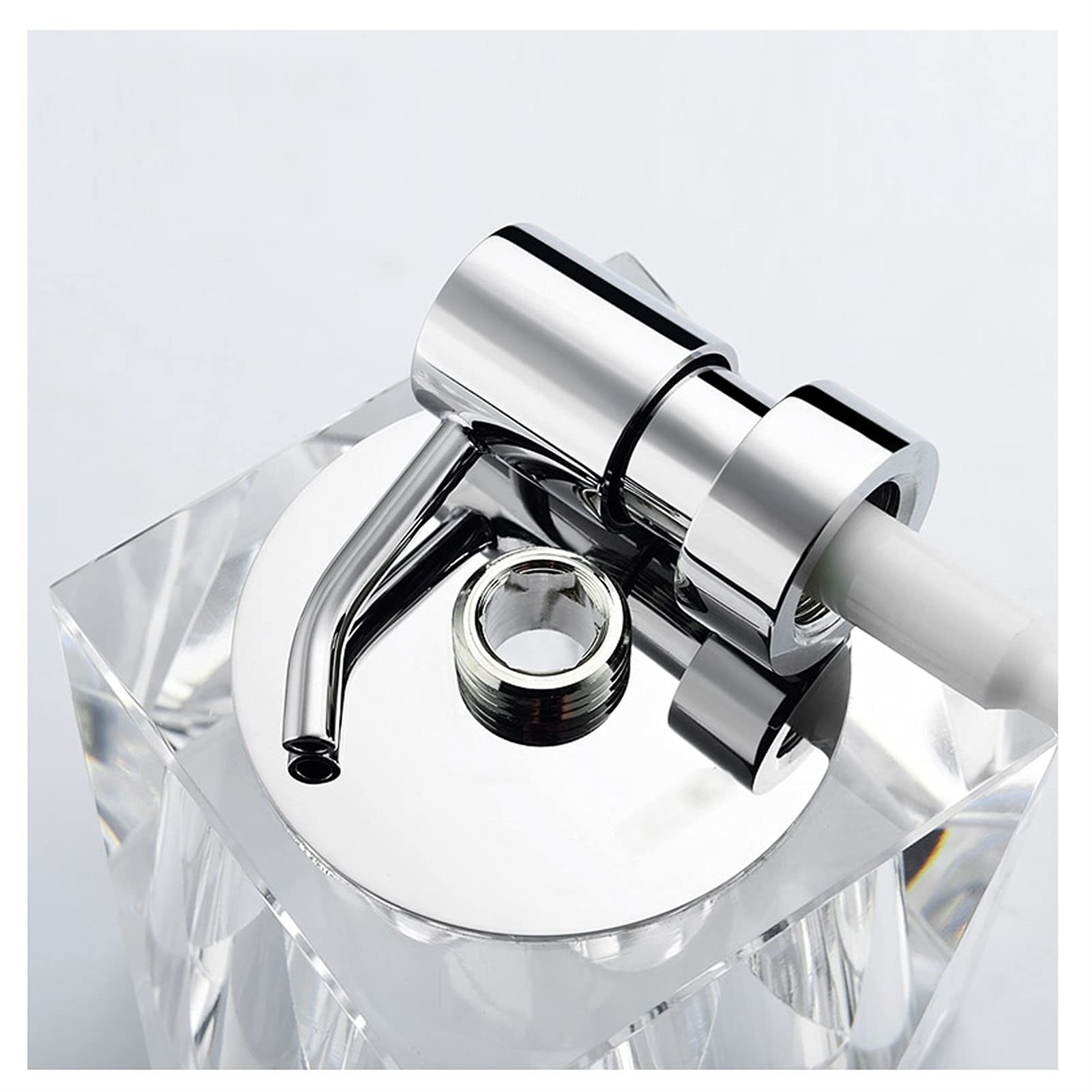 Premium 250ml/8.8oz Refillable Glass Soap Dispenser with 10-Grade Electroplated Pump - Elegant Square Design for Bathroom, Kitchen & Vanity (Silver) - Perfect for Liquid Hand Soap, Lotion & Dish Soap Dispensing