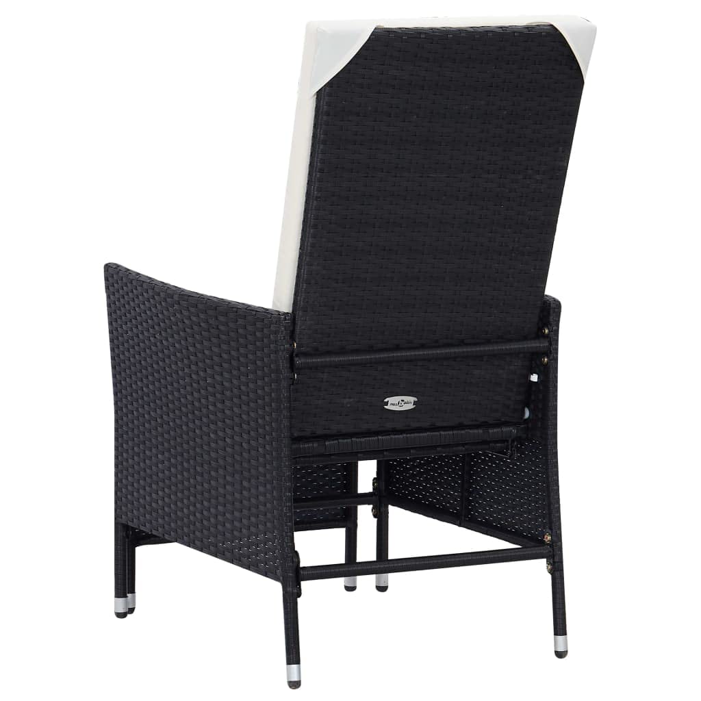 vidaXL 2-Piece Black Poly Rattan Patio Lounge Set with Cushions - Outdoor Armchair & Tea Table Furniture for Garden, Poolside, and Backyard Relaxation
