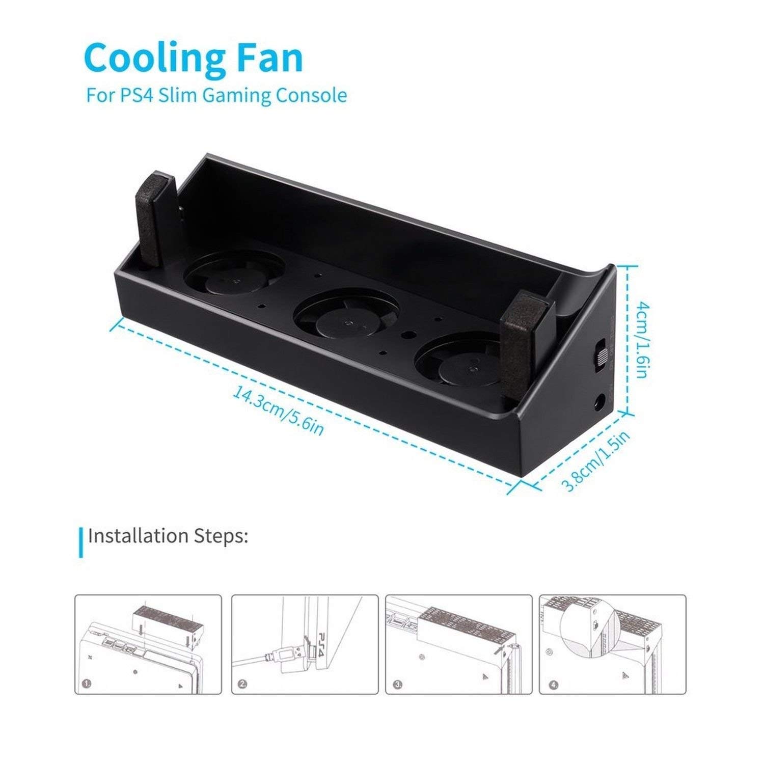 OSTENT High-Speed External Cooling Fan with Turbo Cooler for Sony PS4 & PS4 Slim - Prevent Overheating for Extended Gaming Sessions