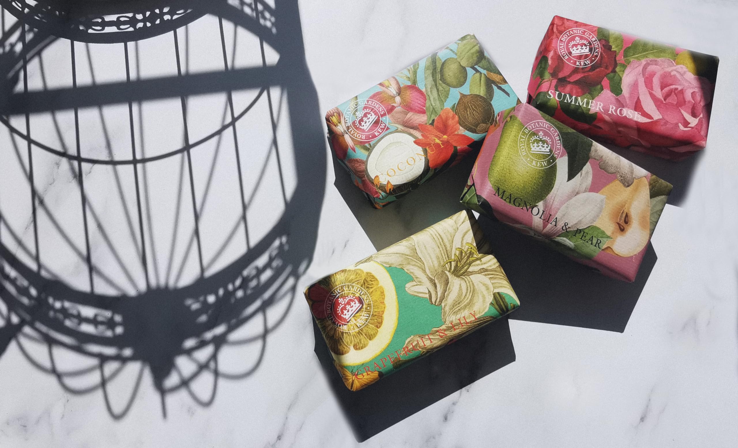 Luxury Rose & Shea Butter Soap Bar - Botanical Gardens Kew Wrapped, Moisturizing Cleansing Soap for Face & Body, Summer Rose Scent (0.53 lbs) - Perfect for Spa Day, Romantic Gifts & Self-Care Routine