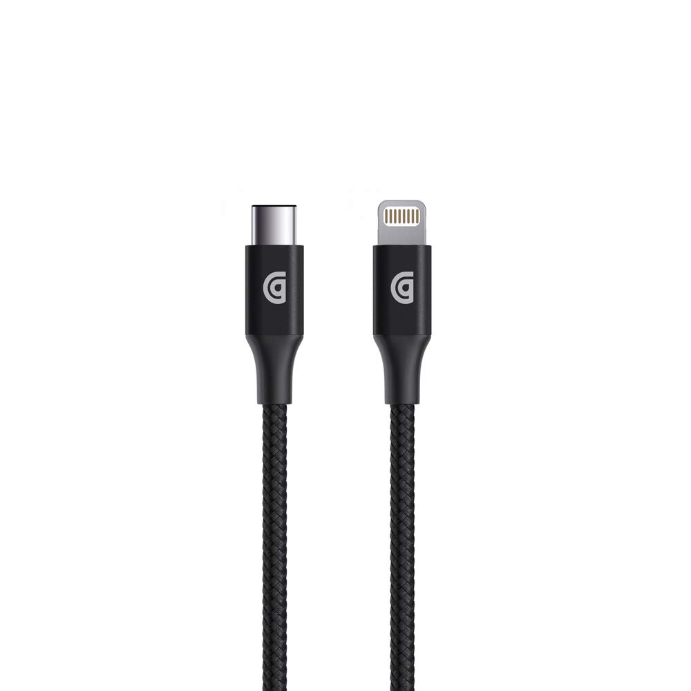 Premium Griffin USB-C to Lightning Cable 5FT - Fast Charging & Sync for iPhone 14/13/12/11/X/8/7 - MFi Certified Durable Nylon Braided Black Cable - Perfect for Home, Office & Travel Charging