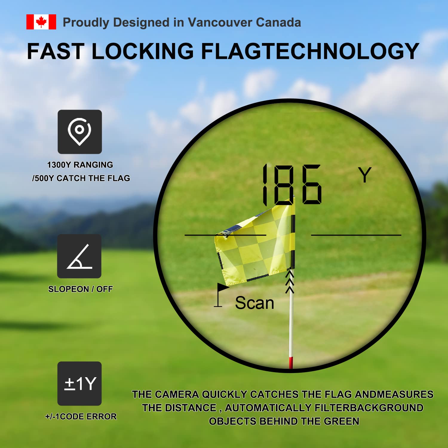 Fetch Falcon OLED Laser Golf Range Finder - 3rd Gen, 6X Magnification, High Precision Slope Mode with Scan, Flag Lock Vibration, 1000 Yard LCD Display (Black) | Perfect for Tournament Play & Course Navigation
