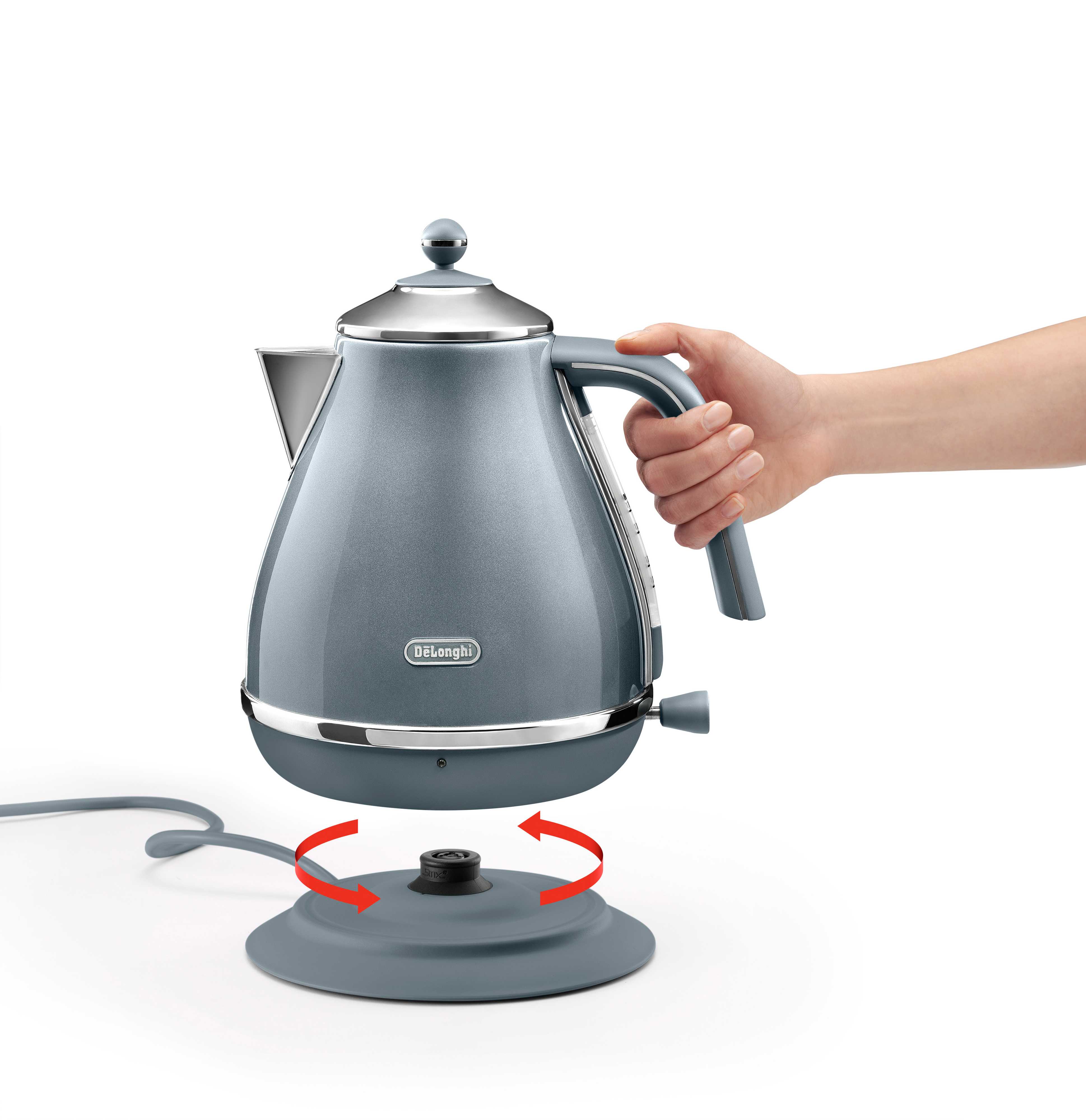 De'Longhi KBOT3001 Icona Metallics Electric Kettle - Stainless Steel, 1.7L, Fast Boiling, Cordless - Perfect for Home, Office & Tea Lovers