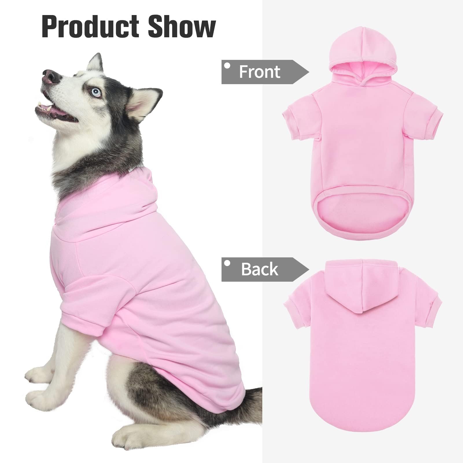 BINGPET Fleece Lined Dog Hoodies - Soft Warm Winter Sweater with Hood for Small Medium Large Dogs & Cats | Cozy Fall & Winter Outfit for Outdoor Walks and Indoor Comfort