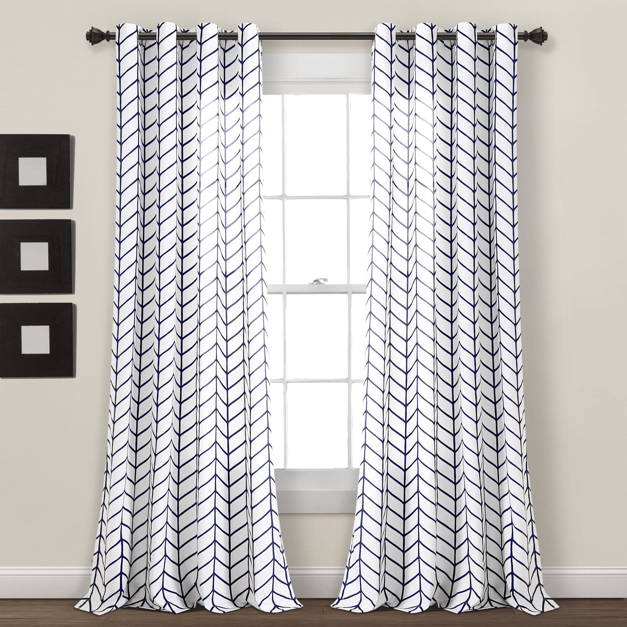 Calia Chevron Geo Window Curtain Panels Set - Stylish Chevron Pattern Blackout Curtains for Living Room & Bedroom - Elegant Home Decor for Privacy & Light Control