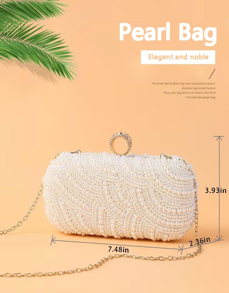 Elegant Pearl Beaded Clutch Purse for Women - Perfect for Evening Parties, Weddings & Bridal Events - Stylish Handbag for Formal Occasions