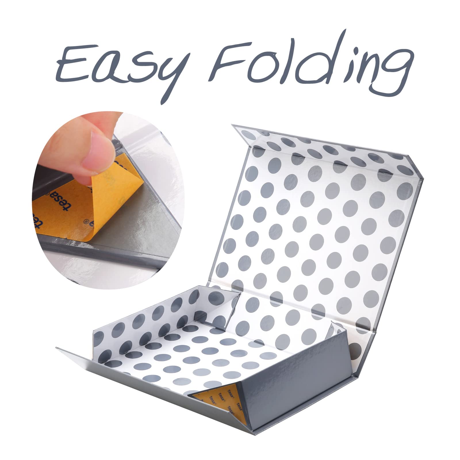 Premium Grey Magnetic Closure Gift Box 11x7.8x2.3 Inches - Elegant Glossy Metallic Finish with Polka Dot Lining - Perfect for Shirts, Jewelry & Luxury Gifts - Wedding, Birthday & Corporate Present Packaging