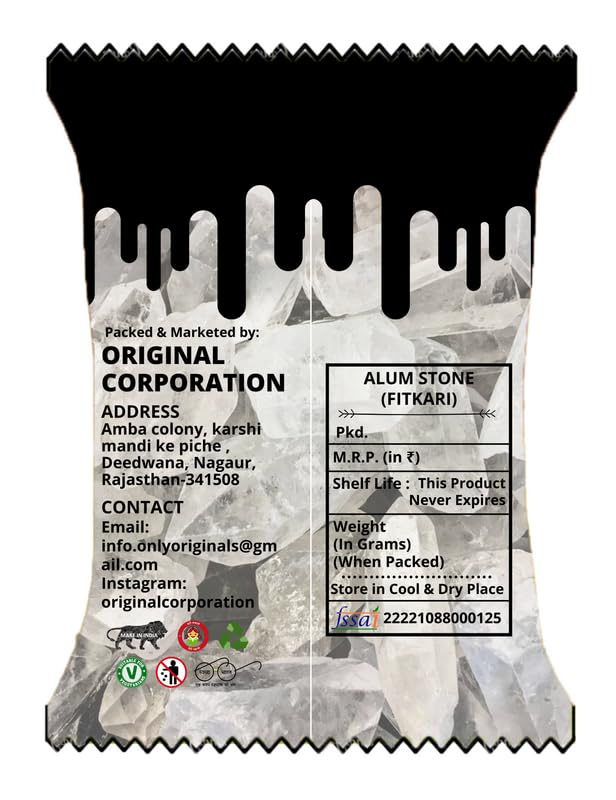 Natural Alum Stone (Fitkari) - 450g Non-Ferric Crystal for Skin Care, Shaving, Teeth Whitening, Water Purification & Vastu | All-in-One Solution for Personal Care, Home & Garden Use