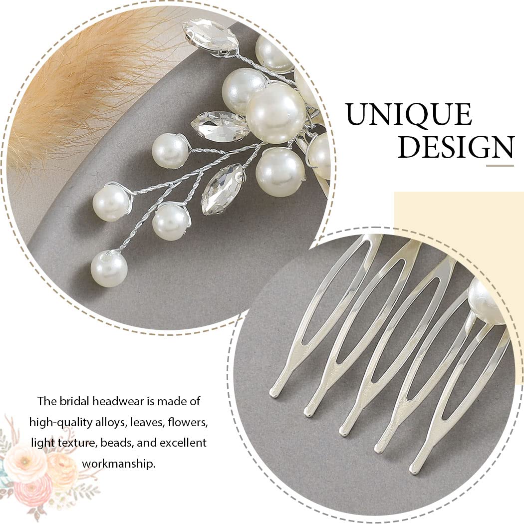 Elegant Pearl & Rhinestone Bridal Hair Comb - Silver Crystal Wedding Hair Clip for Women & Girls | Perfect for Brides, Prom, Pageants & Special Occasions
