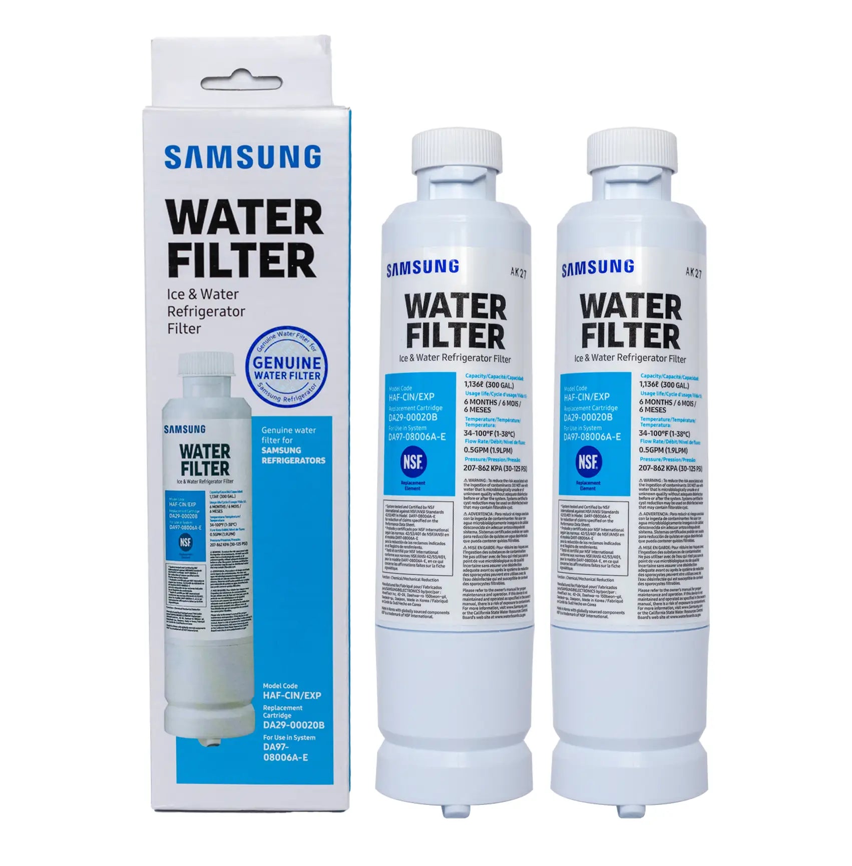 Samsung DA29-00020B Refrigerator Water Filter Replacement - 2 Pack | Compatible with Samsung Refrigerators | Clean & Safe Drinking Water for Home & Kitchen Use