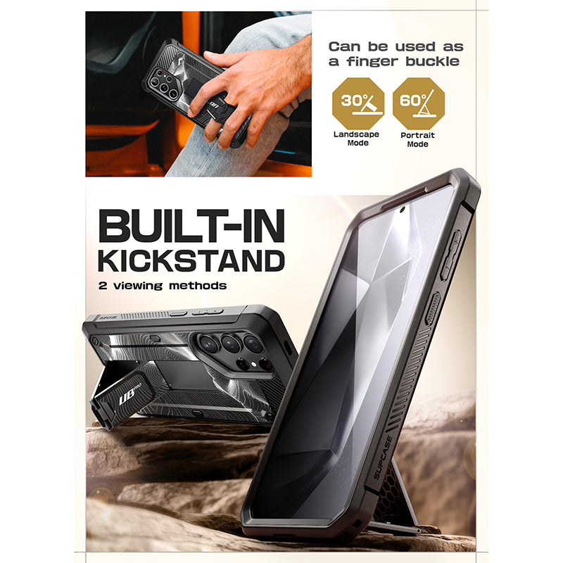 Samsung Galaxy S24 Ultra Unicorn Beetle PRO Rugged Case - Heavy Duty Shockproof Cover with Built-in Screen Protector, Black Ripple Design - Perfect for Outdoor, Construction & Extreme Sports Protection