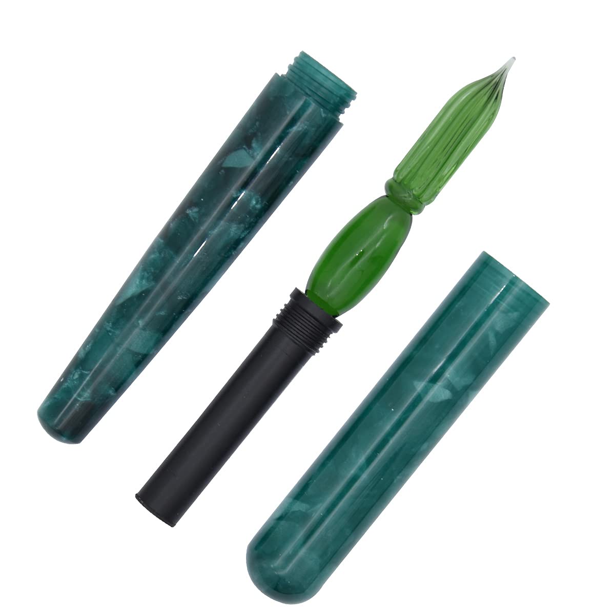 Premium Glass Dip Pen for Calligraphy & Business Signatures - Portable Travel-Sized Resin Nib Pen with Elegant Green Design - Perfect for Artists, Writers & Professionals (Ideal for Journaling, Gift Giving & Office Use)