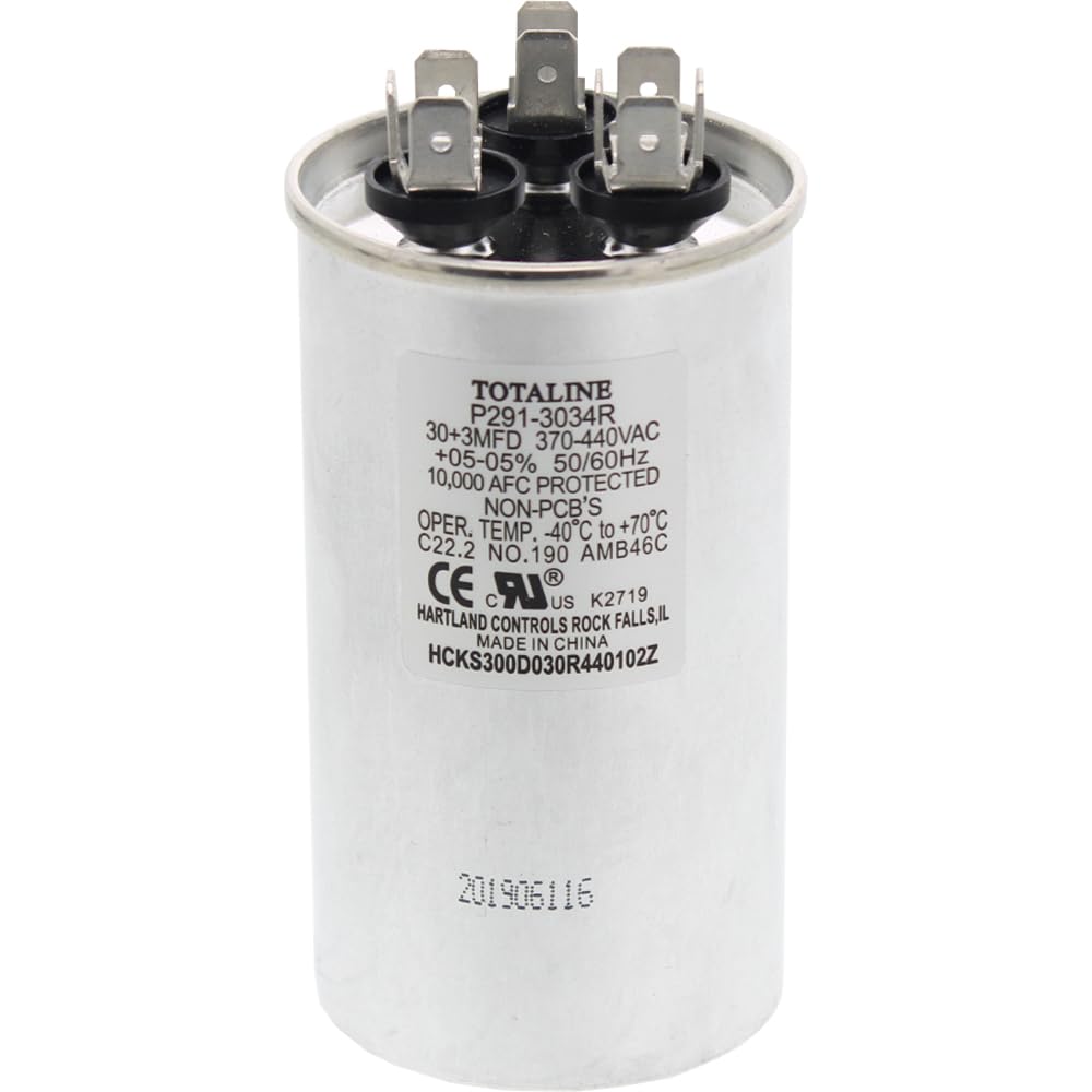 Comfort Maker OEM Dual Run Round Capacitor Replacement 30/3 UF 370V - HVAC System Fan Motor & Compressor Upgrade - Perfect for AC Units, Air Conditioners, and Cooling Systems
