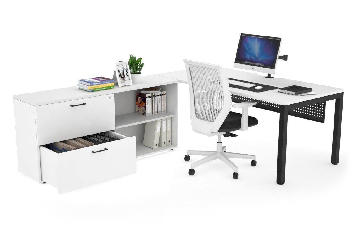 Quadro Square Executive Standing Desk Black Frame [1800L x 800W with Cable Management] - Perfect for Home Office & Modern Workspace Setup