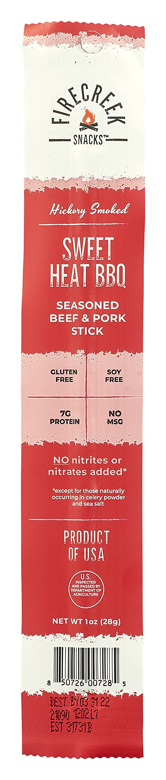 FireCreek Snacks Sweet Heat BBQ Beef Jerky Sticks - Low Carb Keto Protein Snack (1oz, 20 Count) - Gluten Free, High Protein Meat Sticks for Hiking, Camping & Road Trips