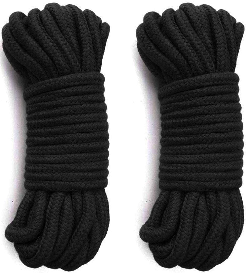 Organic LEVOSTORE Cotton Rope - 32 Feet (10M) Twisted Cotton Cord for DIY Crafts, Wall Hangings, Macrame Plant Hangers & Decorative Knotting Projects - 2 Pack Black - Perfect for Home Decor, Boho Style Room & Garden Decorations