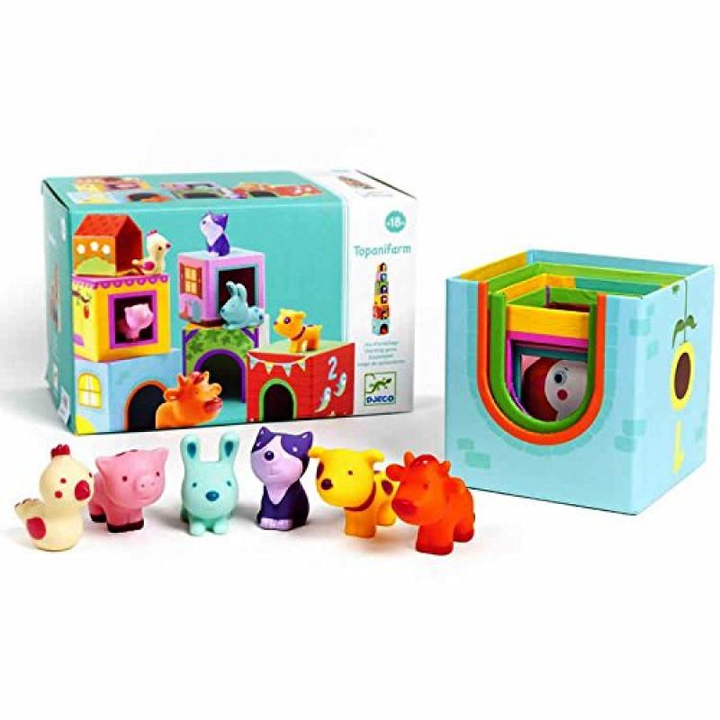 Topanifarm Stacking Cubes - Educational Wooden Building Blocks for Toddlers, Kids & Babies - Perfect for Early Learning, Montessori Play & Nursery Decor