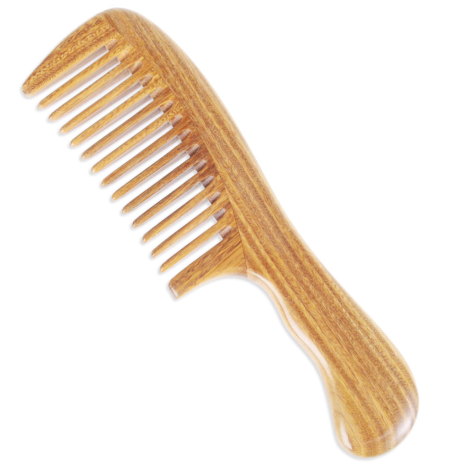 Onedor 100% Natural Green Sandalwood Hair Comb - Anti-Static Detangling Wide Tooth Comb with Natural Sandalwood Fragrance | Perfect for Daily Hair Care, Styling & Scalp Massage