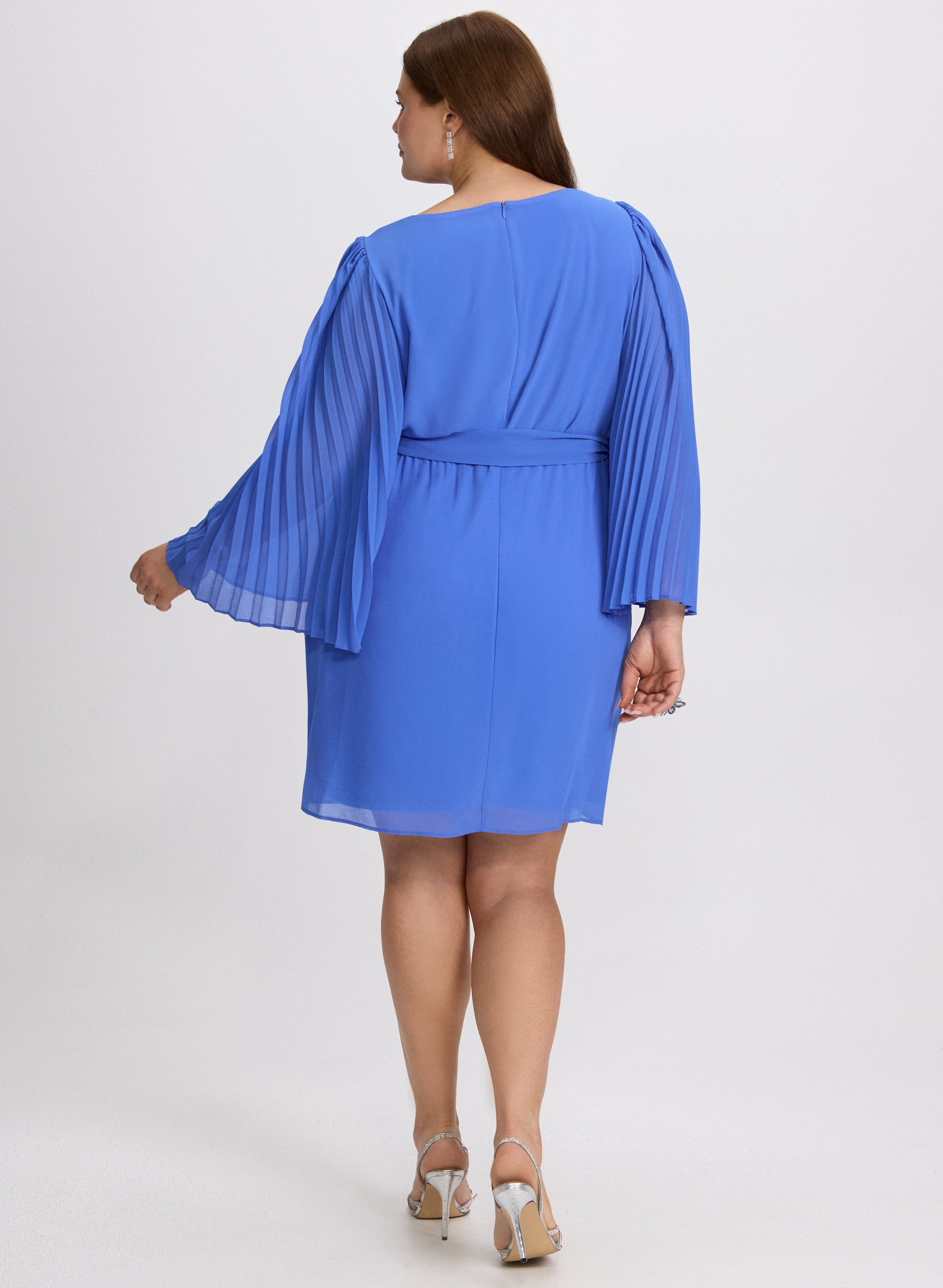 Embellished Cape Sleeve Dress for Women - Elegant Evening Gown with Flowy Cape Detail - Perfect for Weddings, Parties & Special Occasions