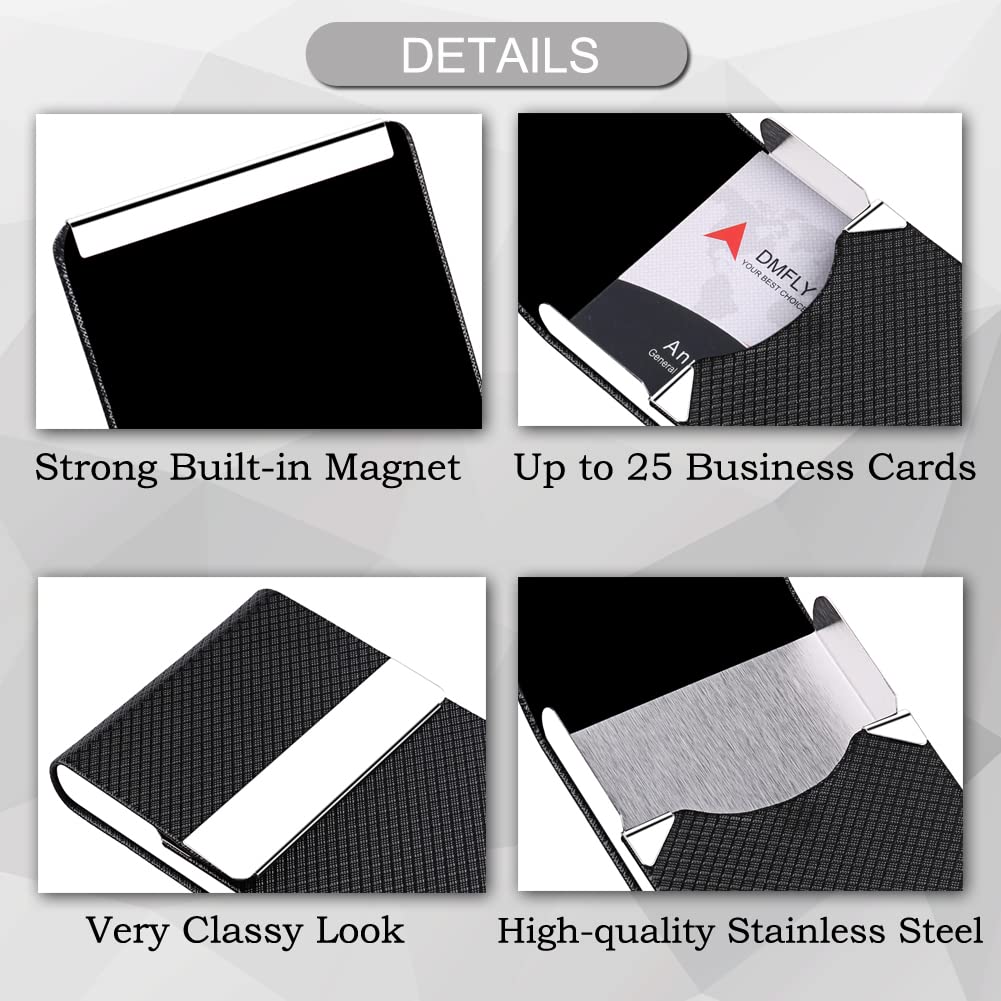 Premium Leather Business Card Holder for Women & Men - Slim RFID Blocking Credit Card Case with Magnetic Closure | Professional Name Card Wallet for Networking, Meetings & Business Events