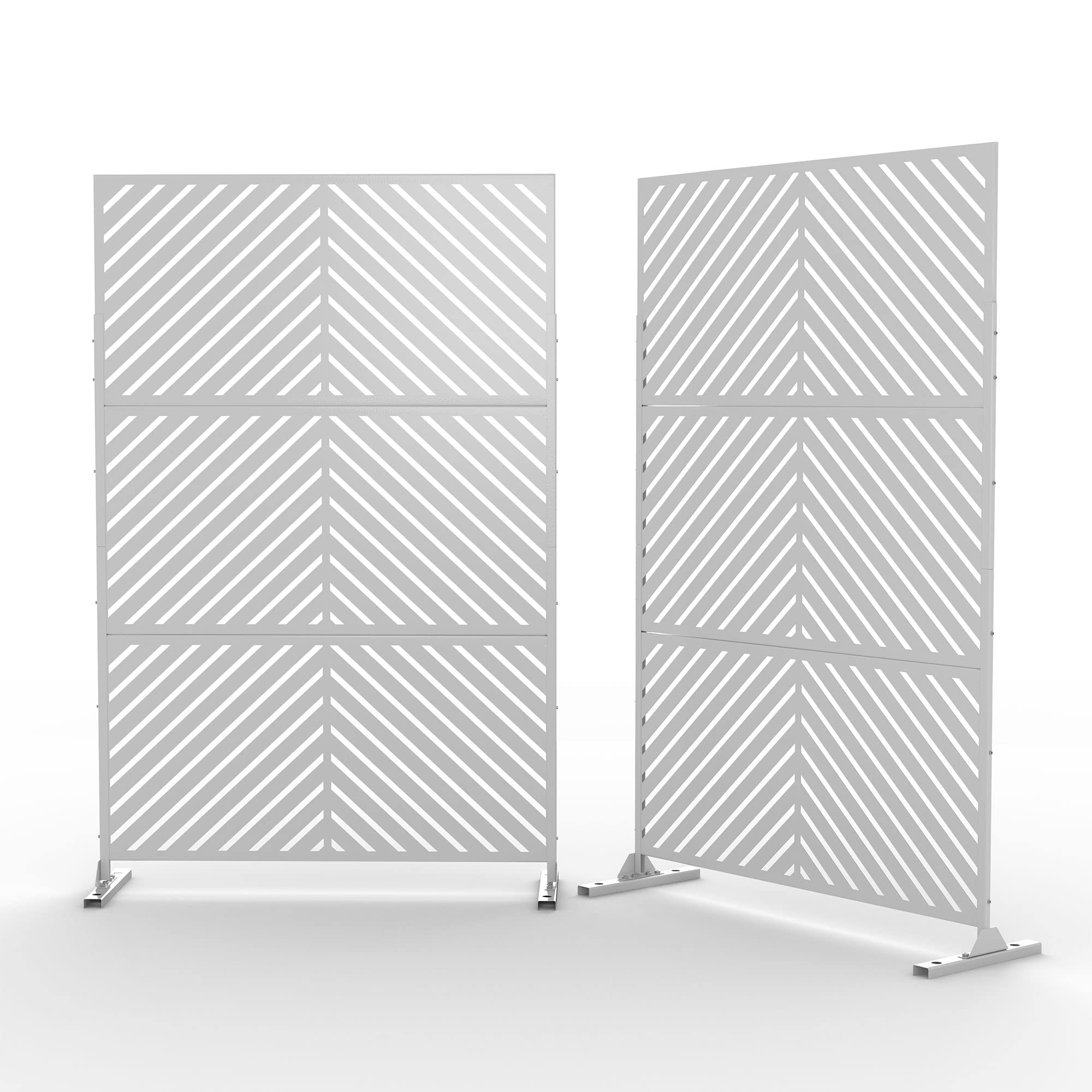 Elevens Free Standing Decorative Privacy Screen - Metal Outdoor Fence Panels for Garden, Patio & Backyard | White Arrow Design (A-GE04007) | Perfect for Creating Private Spaces & Enhancing Outdoor Decor