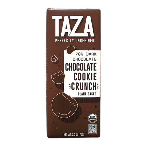 Organic 70% Dark Chocolate Bar with Cookie Crunch - Premium Taza Chocolate for Baking, Gifts & Healthy Snacks