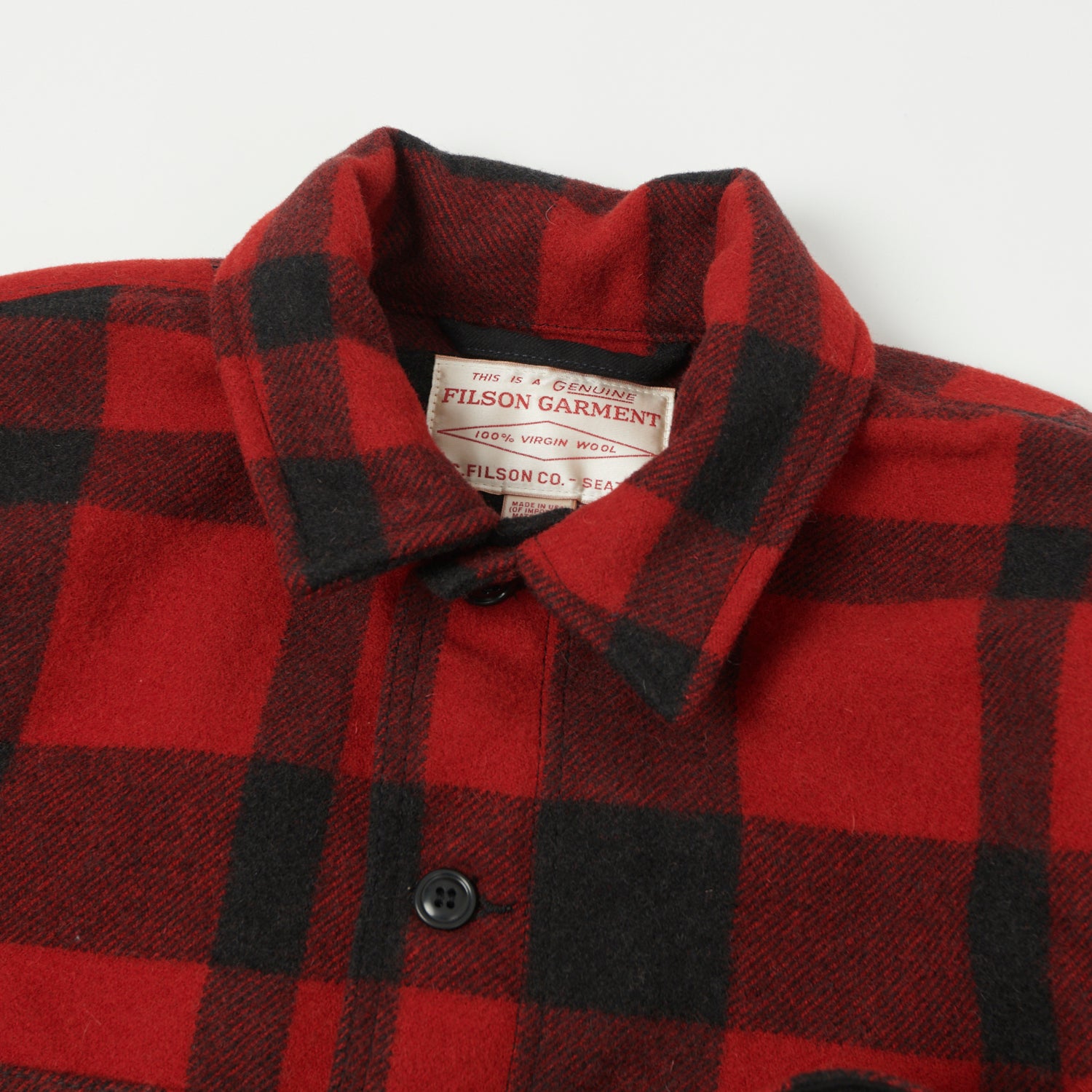 Filson Mackinaw Wool Cruiser Jacket for Men - Red & Black Plaid - Heavyweight Wool Hunting & Outdoor Coat - Perfect for Camping, Hiking, and Cold Weather Adventures