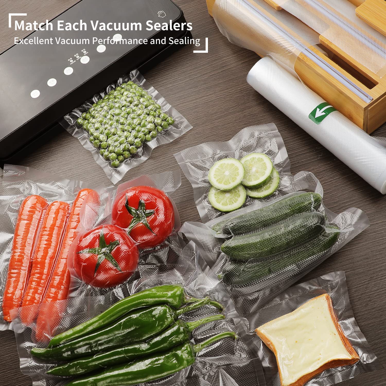 Commercial Grade Vacuum Sealer Bags - 5 Pack Food Storage Rolls (5.9