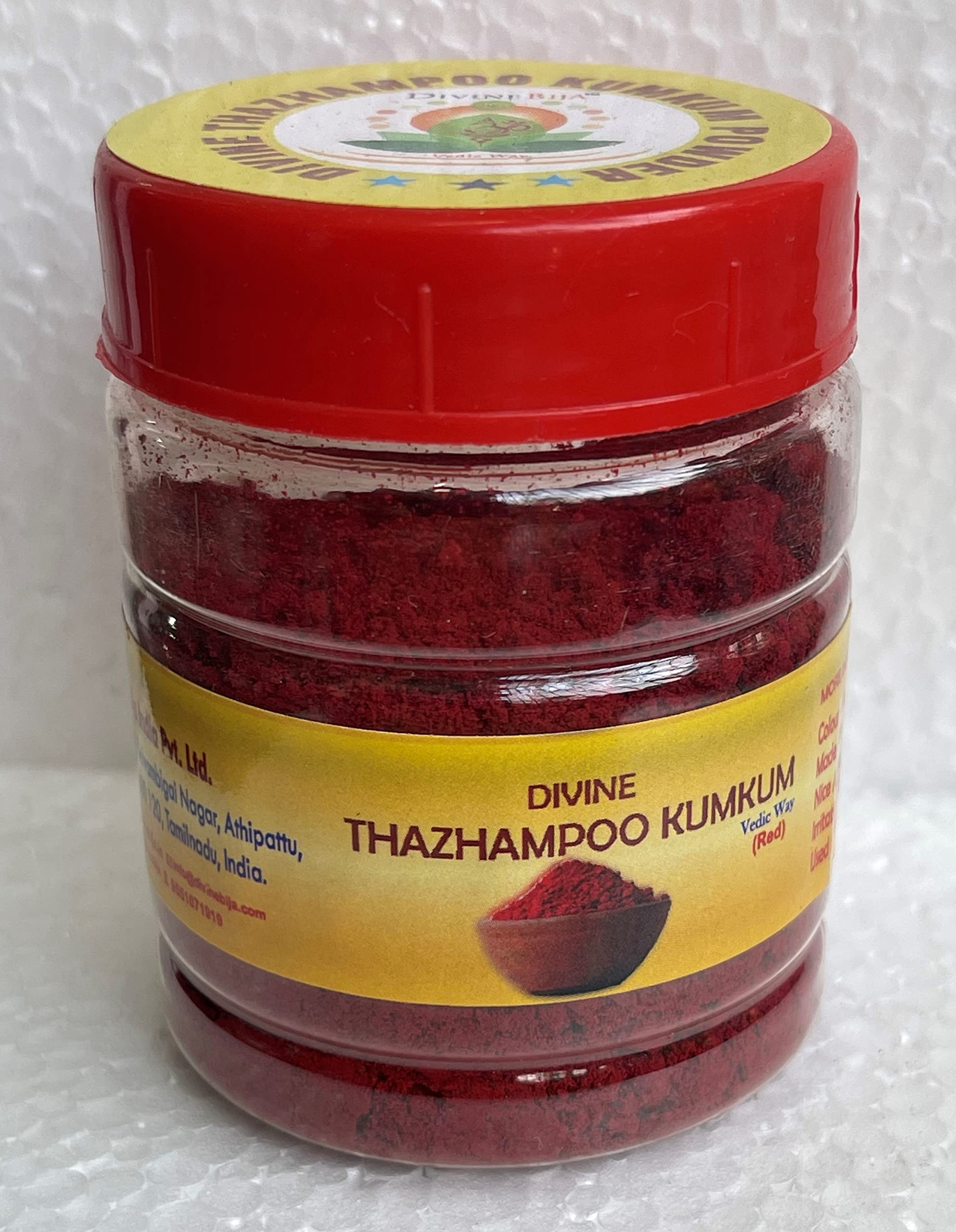 Divine Bija THAZHAMPOO KUMKUM Powder 50g - Authentic Red Hindu Ritual Powder for Puja, Tilak & Temple Ceremonies | Premium Quality Spiritual Offering for Home Worship & Festivals