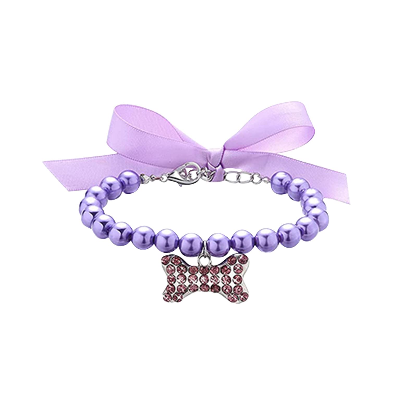 Elegant Adjustable Pearl Pet Collar for Small Dogs & Cats - 1PC Luxury Pet Jewelry with Bone Pendant, Perfect for Parties & Gifts | Stylish Accessory for Special Occasions & Photo Shoots