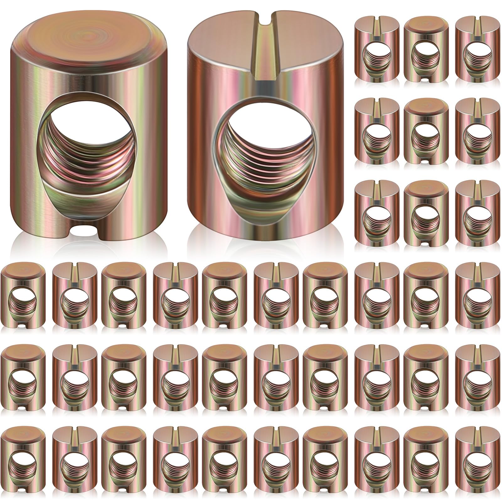 Blulu 50 Pcs M6 Barrel Nuts Cross Dowels Slotted Nuts - Bunk Bed & Furniture Hardware Kit (M6 x 10mm x 13mm) - Perfect for Baby Cribs, Chairs, Headboards & DIY Furniture Repairs