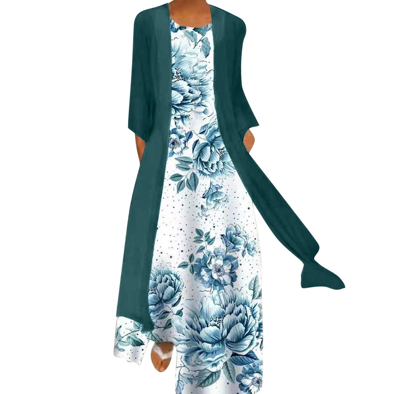 Boho Floral Print Dress for Women - Casual Round Neck Sleeveless Midi Dress | Perfect for Summer Outfits, Beach Vacations & Boho Chic Style