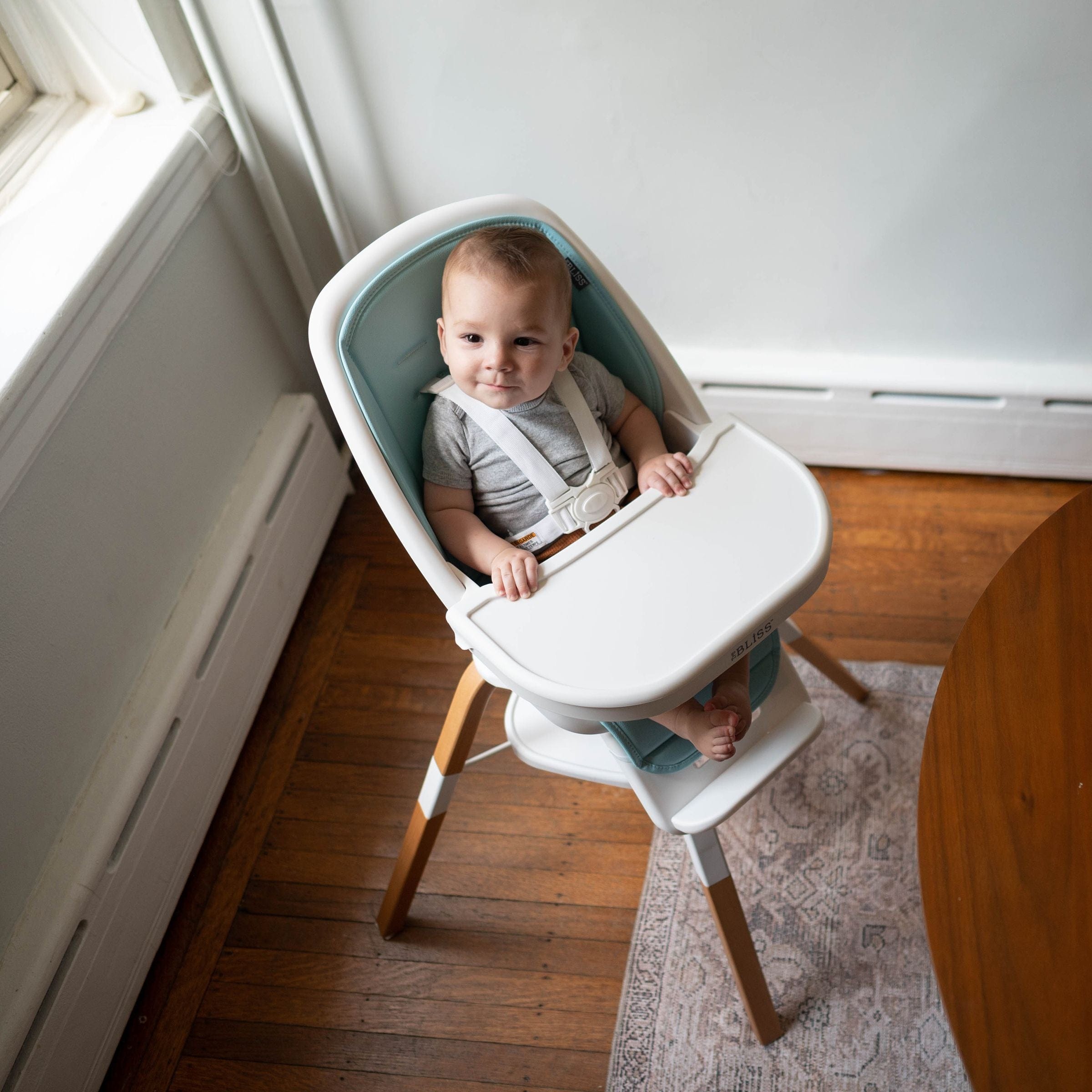 TruBliss 360° Rotating High Chair for Babies & Toddlers - Adjustable Height Convertible Baby Feeding Seat with Removable Tray - Perfect for Dining, Weaning & Playtime at Home