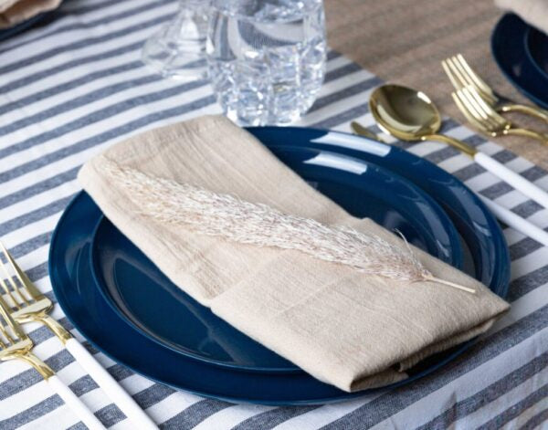 Premium Dark Blue Round Plastic Plates - 10 Pack for Elegant Dining, Parties & Events - Durable & Stylish Dishware for Home, Restaurants & Catering